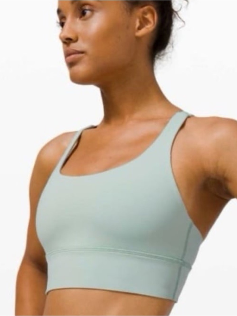 Cutest Lululemon Blue Energy Sports Bra Longline strappy back Sz 6